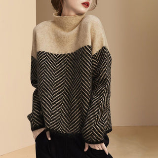 Damen Rollkragenpullover | Chevron-Muster